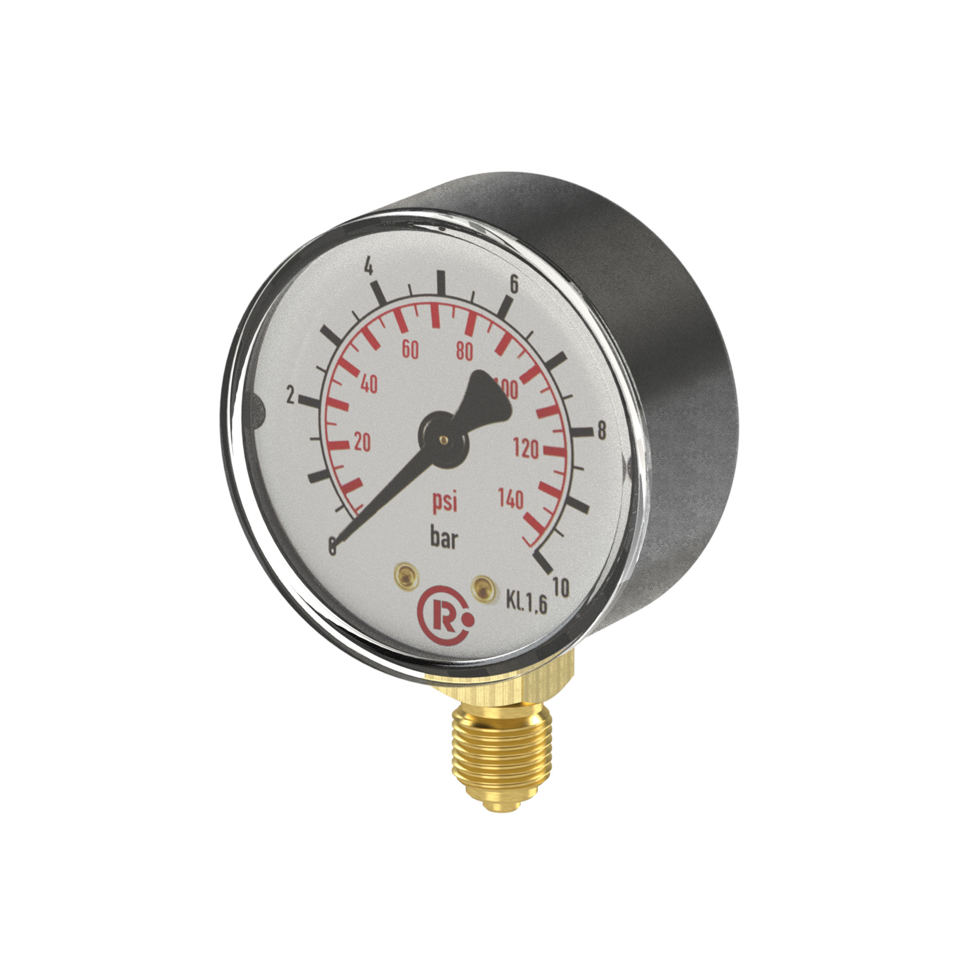 Standardmanometer Kunststoff, G 1/8 unten, 0 - 25,0 bar/360 psi, Ø 40 - bei HUG Technik ✓