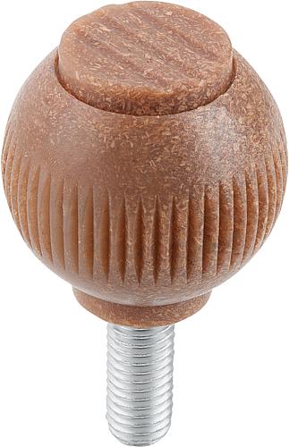 Griffkugel Gr.1 M06x15 Biopolymer, Buche natur, D=25 - K0253.10106143X15 - gibt’s bei HUG Technik ✓