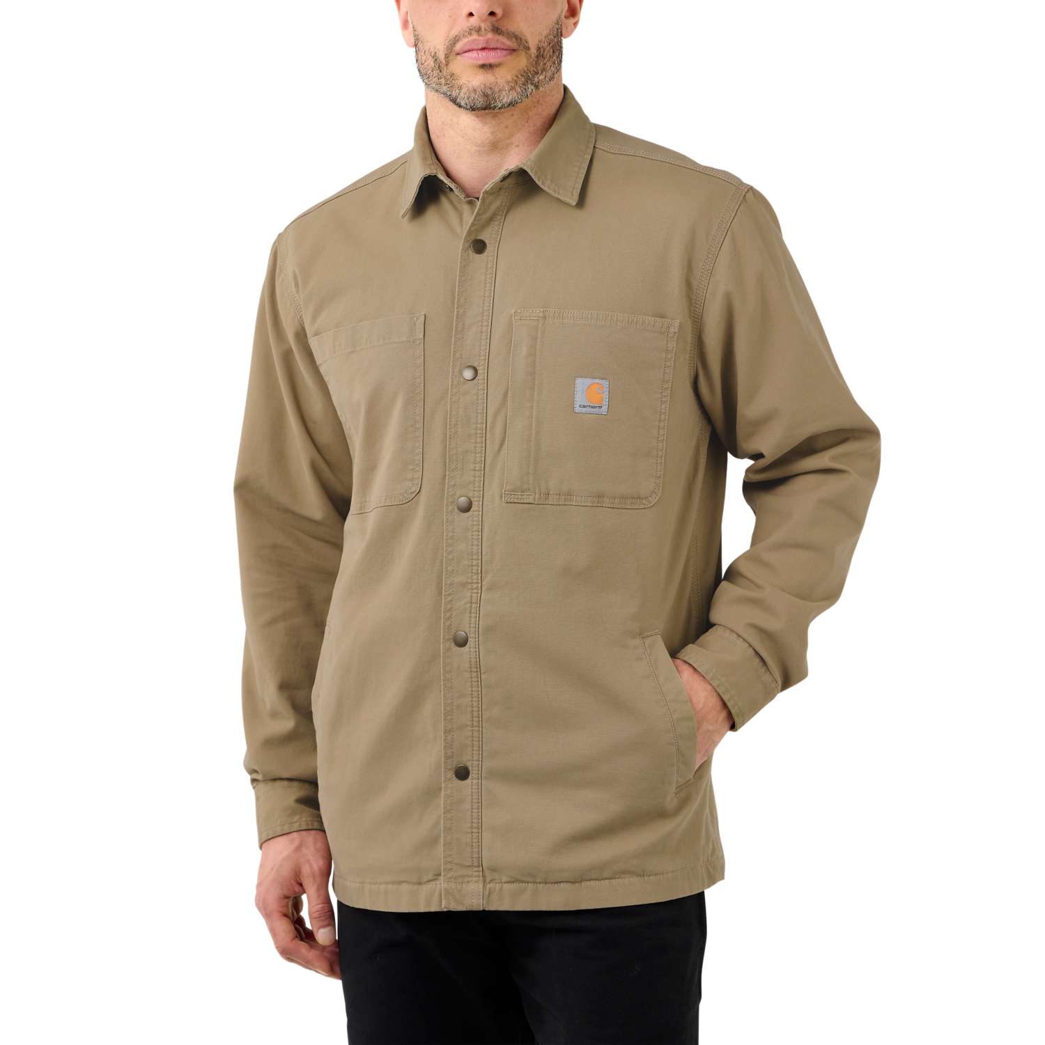 carhartt® Herren-Hemdjacke »FLEECE LINED SNAP FRONT SHIRT JAC« dark khaki - bekommst Du bei HUG Technik ♡