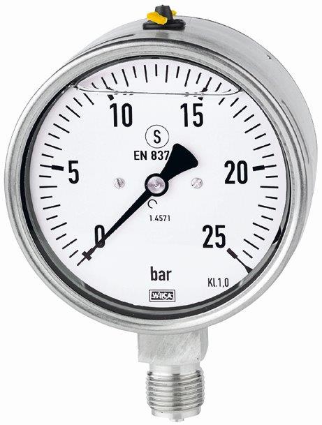 Glyzerinmanometer, CrNi-Stahl, G 1/2 unten, -1 / +1,5 bar, ø 100 mm, GK 1 - gibt’s bei HUG Technik ✓
