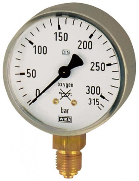 Manometer Sauerstoff, G 1/4 radial unten, 0 - 400 bar, ø 63 mm - erhältlich bei ✭ HUG Technik ✓