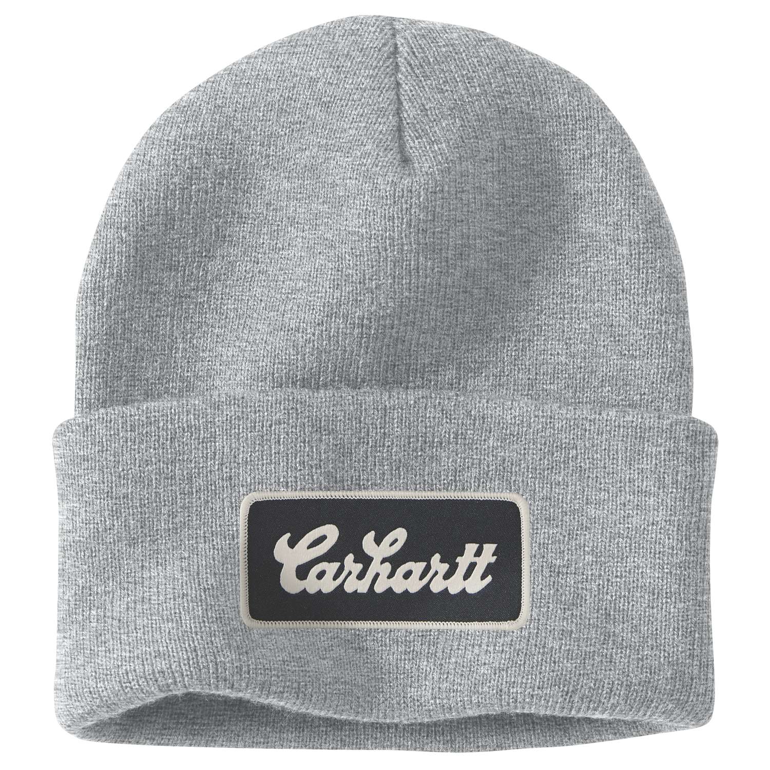 carhartt® Herren Mütze »KNIT CUFFED SCRIPT PATCH BEANIE« heather grey Flach  - bekommst Du bei HUG Technik ♡