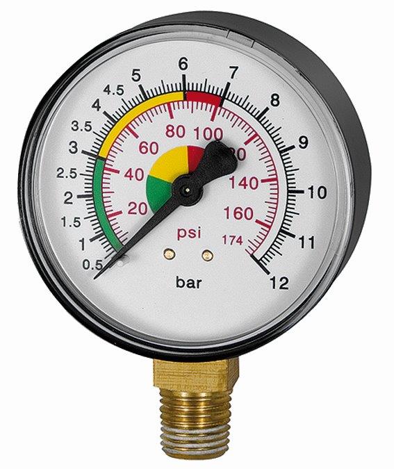 Manometer ø 63, ungeeicht, Anschluss unten für Handreifenfüllmesser, Standard - direkt von HUG Technik ✓