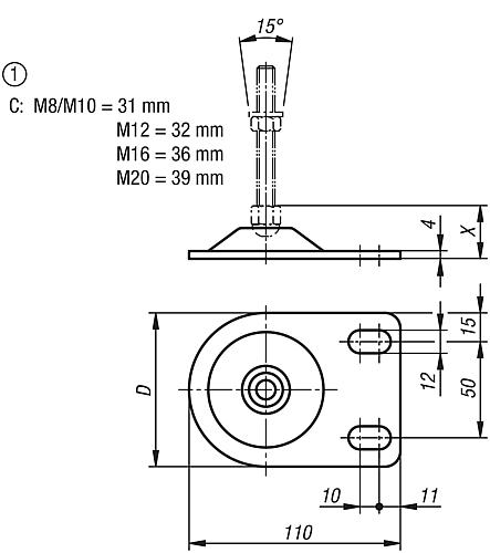 Teller für Stellfüße, Form:C Edelstahl - K0672.30802 - gibt’s bei ☆ HUG Technik ✓