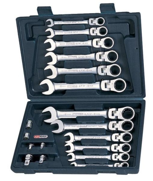 KSTOOLS® Gelenk-Ratschenschlüssel-Satz 18-teilig mit Verriegelung - bei HUG Technik ☆