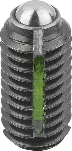 Produktbild Federndes Druckstück Standard Federkraft M03 L=7 Stahl, LONG-LOK, Komp: Kugel aus Stahl - K0321.03 - gibt’s bei HUG Technik ✓