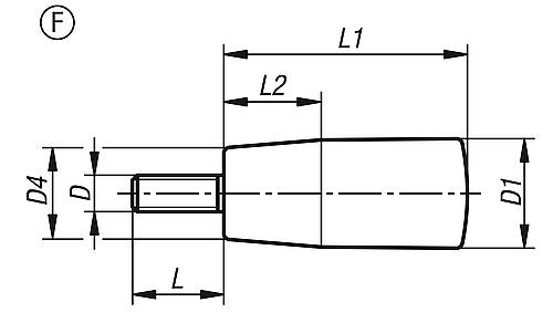 Konusgriff feststehend Gr.1 M06X15, D1=18, Form: F, Duroplast schwarz hochglanzpoliert, Komp: Stahl Komp: blau - K1202.30618 - bekommst Du bei ★ HUG Technik ✓