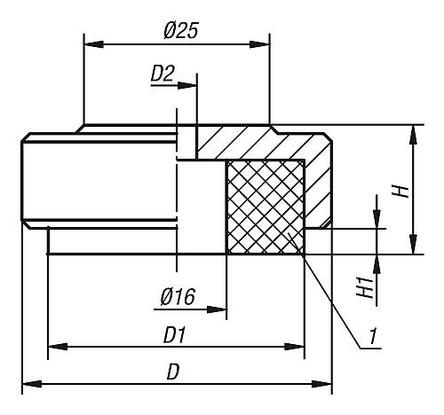 Fuß mit Schwingungsdämpfung Edelstahl 1.4404, Komp: Polyurethan, D=36 - K0670.1036 - bei HUG Technik ✓