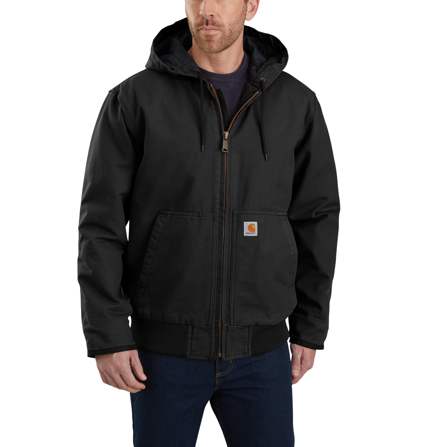 carhartt® Herren Baumwoll-Jacke mit Kapuze DUCK ACTIVE JACKET black - bei HUG Technik ✓
