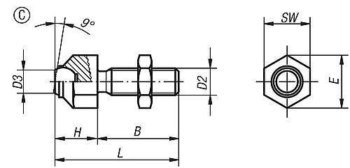 Pendelauflage M08, Form:C Edelstahl, elektrolytisch poliert, verstellbar, Komp:Edelstahl, L1=25 - K0287.1081 - bei HUG Technik ✭