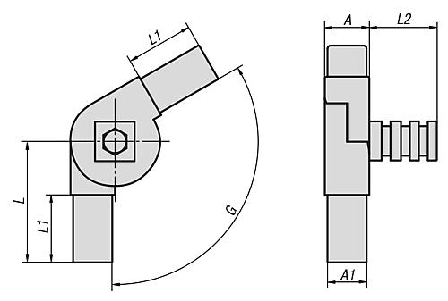 Steckverbinder Gelenk mit Abgang Polyamid, Komp:Stahl - K0626.1251511 - direkt bei HUG Technik ✓