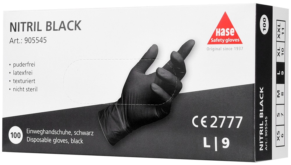 Einweghandschuh Nitril, textur., 0,11 mm, 100 St. »Nitril Black« schwarz.