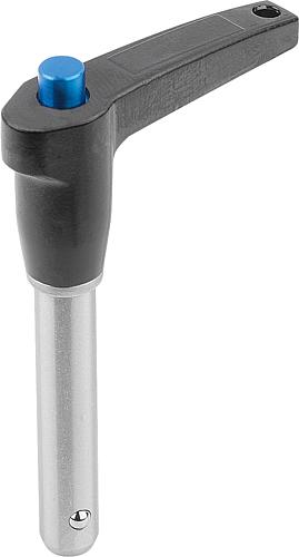Kugelsperrbolzen L-Griff Aluminium, selbstsichernd, Komp: Edelstahl, D1=10, L=100 - K0642.15110100 - gibt’s bei HUG Technik ✓