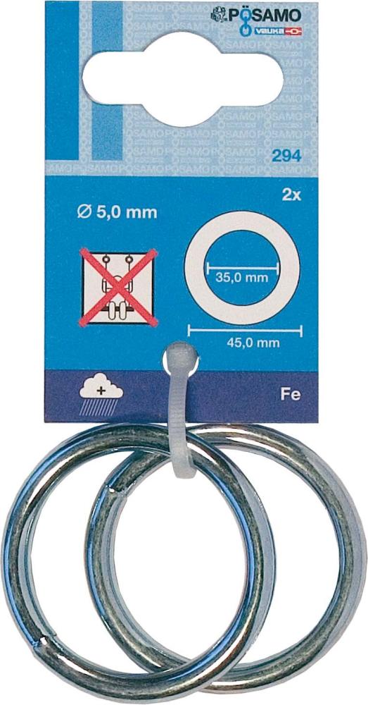 PÖSAMO Ring geschweißt 5,0mm, Innen-Ø 35mm verzinkt, 2 St. - kommt direkt von HUG Technik 😊