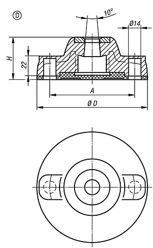 Teller Anti-Slip-Platte, Form:D Thermoplast, schwarz - K0424.41251 - bei HUG Technik ✭