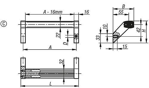 Rohrgriff, Form: C Aluminium, natur eloxiert, Komp: Edelstahl - K0131.2000833 - kommt direkt von HUG Technik 😊