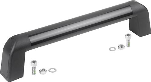 Rohrgriff Bighand, A=180, L=213,4 Aluminium schwarzgrau, Komp: Thermoplast Komp: schwarz RAL7021, Deckel: schwarz - K1445.1801 - bei HUG Technik ✭