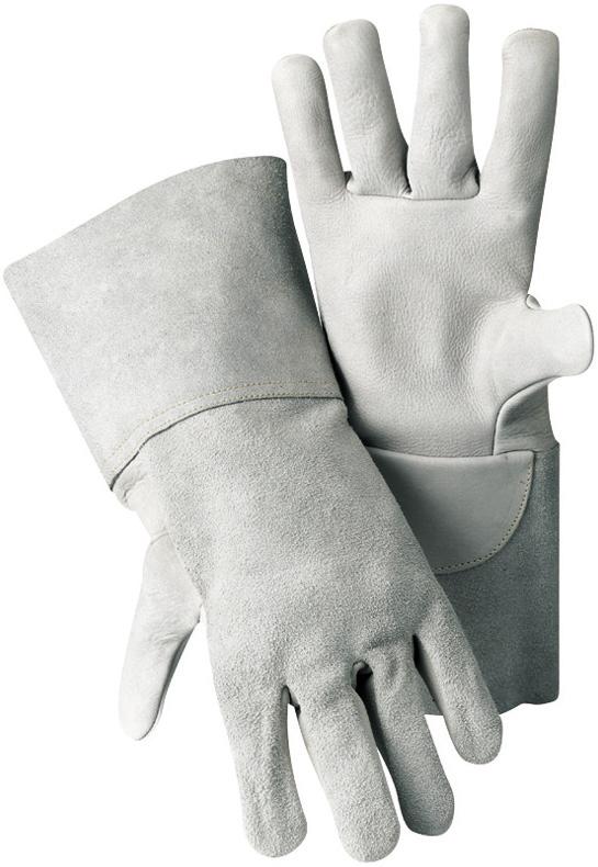 Schweisserhandschuh Typ 10, Spaltleder, 35cm, Gr. 10, hellgrau - bei HUG Technik ✭