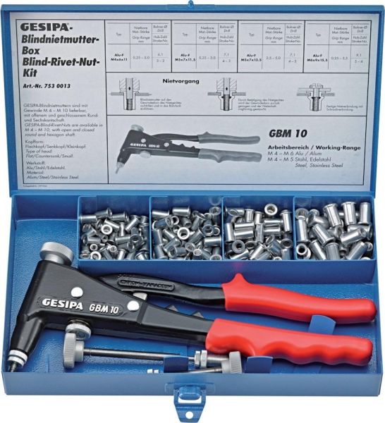GESIPA® Blindnietmuttern-Box inkl GBM 10/ M4-M6 - bekommst Du bei HUG Technik ♡