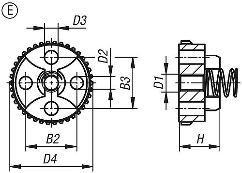 Rastelement mit Außenverzahnung, Form: E, D4=23, N=38, H=9,5, Edelstahl blank, Komp: Edelstahl - K1446.152338 - bekommst Du bei ★ HUG Technik ✓