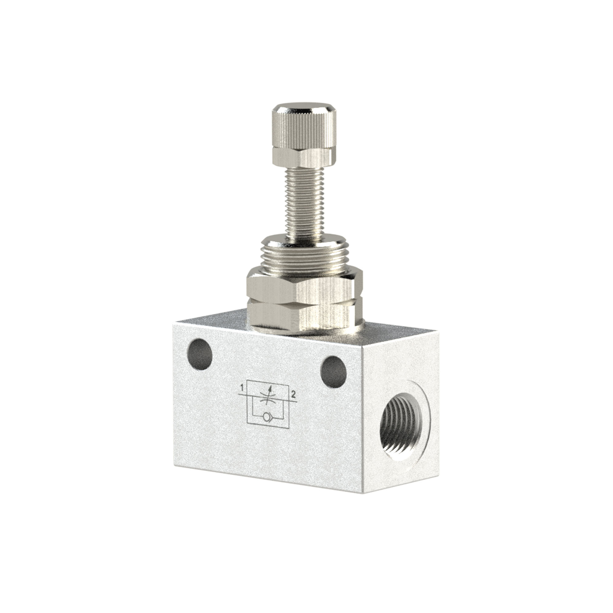 Drosselrückschlagventil, in Blockform, Alu eloxiert, G 1/4 - erhältlich bei ❣ HUG Technik ✓