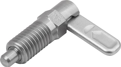 Sperrriegel mit Anschlag, links, D=4, M10, Form:A mit Gewindehülse, Edelstahl blank - K1675.11040410