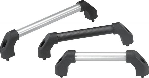 Rohrgriff geriffelt, Form: B Aluminium, schwarz, Komp: Kunststoff, A=180, D=M08x30 - K0221.1802 - direkt von HUG Technik ✓