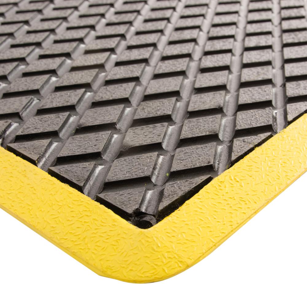 Arbeitplatzmatte Diamantprofil, schwarz-gelb, 1200 x 900 mm - bekommst Du bei HUG Technik ♡