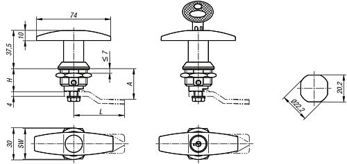 Drehriegel Zink T-Griff - K0526 - erhältlich bei ♡ HUG Technik ✓
