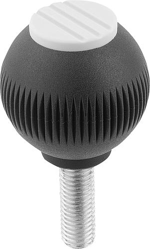 Griffkugel Gr.1 M06x15 Thermoplast, schwarz RAL7021, Komp: Stahl, Komp: grau RAL7035, D=25 - K0253.1065x15 - bei HUG Technik ✭