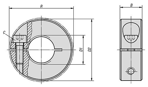 Klemmring mit Gewinde Edelstahl M04X16, B=9 - K0986.0402 - direkt bei HUG Technik ✓