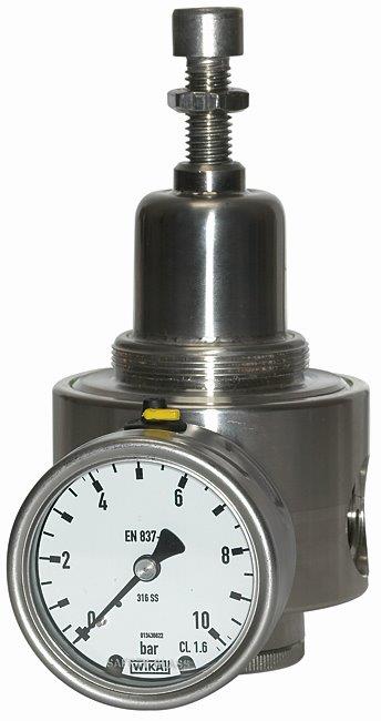 Edelstahl-Druckregler, rücksteuerbar, G 1/4, 0,5 - 8 bar, inkl. Manometer - direkt von HUG Technik ✓
