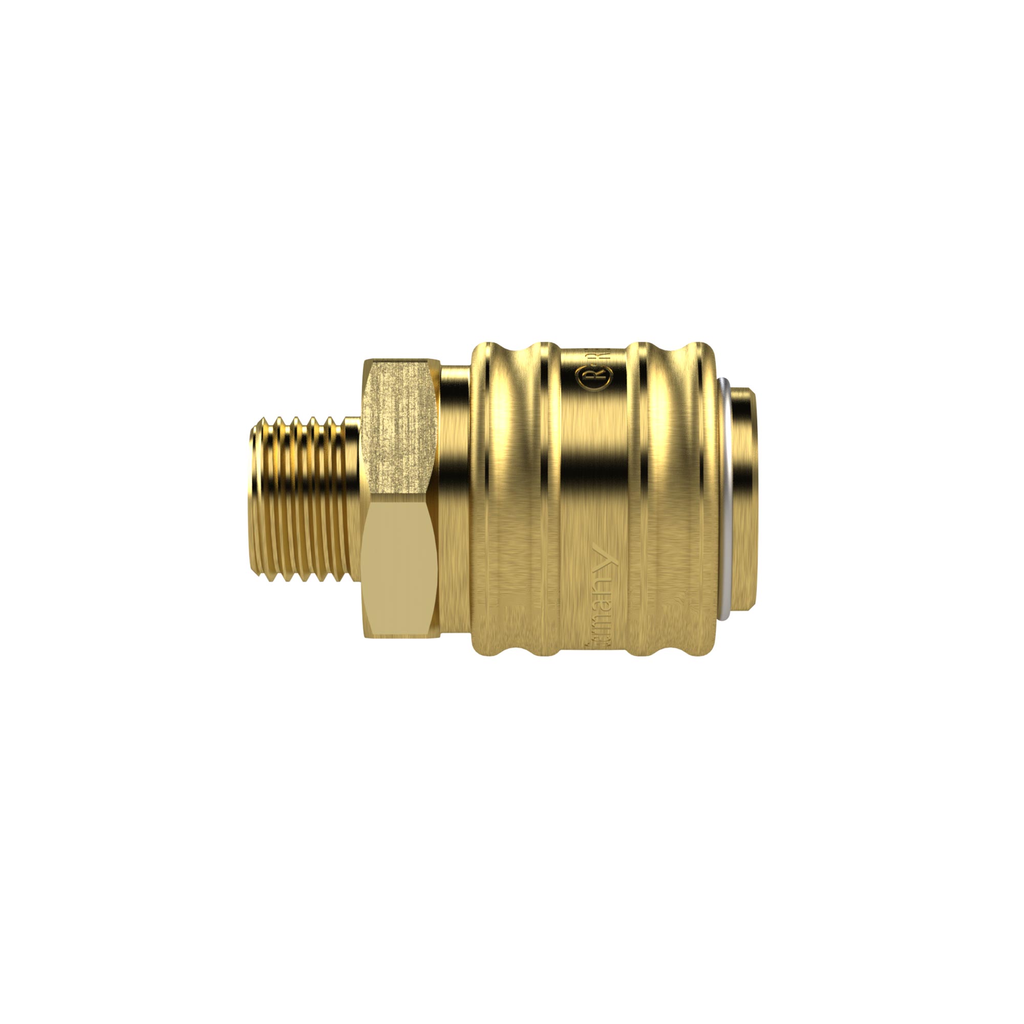 Schnellverschlusskupplung NW 7,2, Messing blank, G 3/8 AG - bei HUG Technik ✭