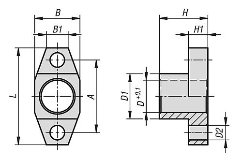 Spannhakenaufnahme Form: B eckig, H=25, D1=24, Vergütungsstahl schwarz brüniert - K0851.08025 - bei HUG Technik ☆