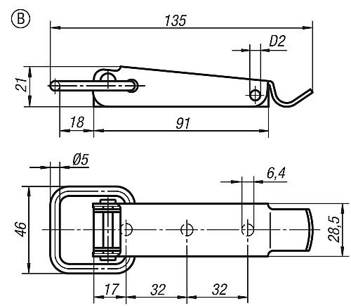 Spannverschluss, Form: B Edelstahl, mit Spannbügel - K0045.2641352 - gibt’s bei HUG Technik ✓