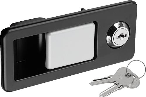 Auslöser mit Schloss, Form: A Montage hinten, Zink schwarz pulverbeschichtet, Komp: Zink silber pulverbeschichtet - K1481.2111114512 - bekommst Du bei ★ HUG Technik ✓