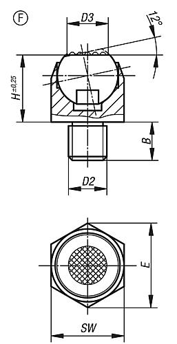 Pendelauflage M06, Form:F Vergütungsstahl, Neigungswinkel 12°, Komp:Wälzlagerstahl, T=13 - K0302.306 - bei HUG Technik ☆