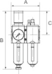 Wartungseinheit 2-tlg. »FUTURA«, Metallbehälter, BG 4, G 1, 0,1-1 bar, halbautomatisch - bei HUG Technik ☆