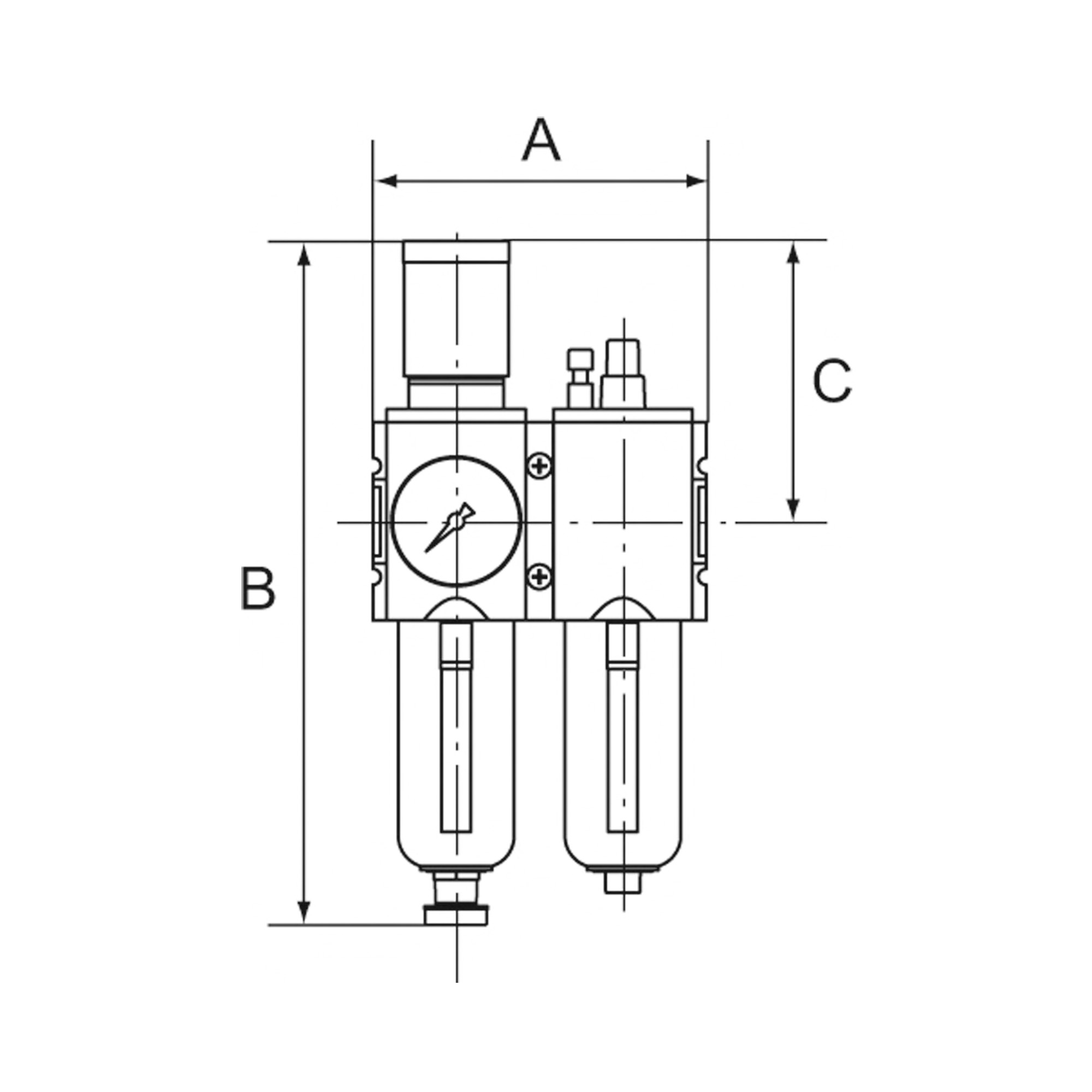 Wartungseinheit 2-tlg. »FUTURA«, Metallbehälter, BG 4, G 1, 0,2-4 bar, VA - direkt von HUG Technik ✓
