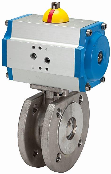 Kugelhahn Kompaktflansch DN 100, pneumatisch, doppeltwirkend - bekommst Du bei HUG Technik ♡