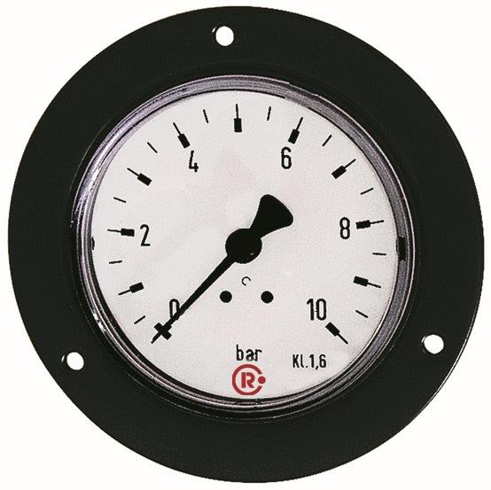Standardmanometer, G 1/4 hinten zentrisch, -1 / 0,0 bar, ø 50 mm, Frontring schwarz, Stahlblechgehäuse - bei HUG Technik ♡