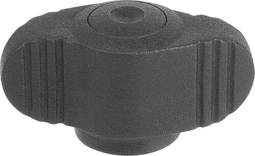 Flügelgriff metalldetektierbar, Miniwing D=M06 A=28, H=15, Form:K mit Innengewinde, Polyamid schwarzgrau - K0274.140006