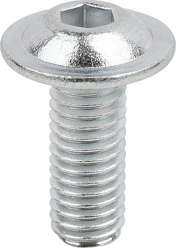 Schraube Halbrundkopf DIN EN ISO7380-2 M04X10, Form B mit Innensechskant und Bund, Stahl, 10.9, galvanisch verzinkt - K1796.2504X10 - bei HUG Technik ☆