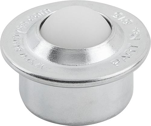 Kugelrolle Gehäuse, Form:C Stahl, Komp:Polyamid, D=24 ±0,065 - K0761.215 - bei HUG Technik ☆