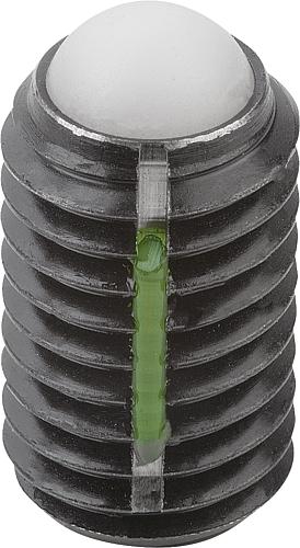 Kugeldruckschraube ohne Kopf M04, Form:D, LONG-LOK, Komp:Polyacetal, L1=10 - K0666.30410 - erhältlich bei ♡ HUG Technik ✓