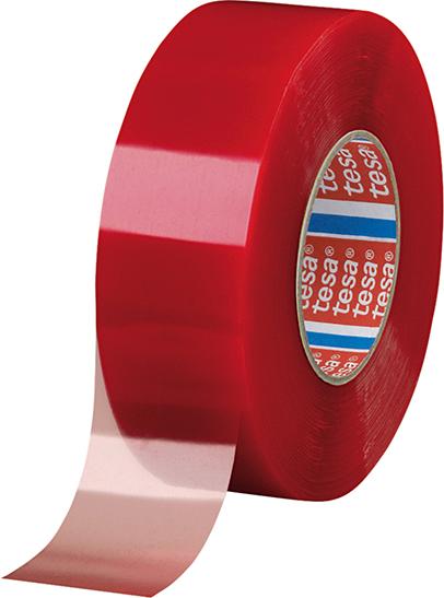 tesafix® 4965 doppelseitiges Klebeband rot-transparent 50m, temperaturbeständig - gibt’s bei HUG Technik ✓