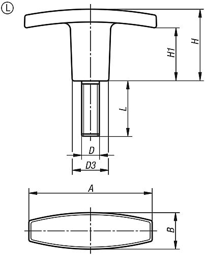 T-Griff Außengewinde M05x15, A=40 Thermoplast, Komp: Stahl - K0180.24005X15 - bei HUG Technik ☆