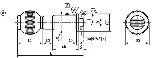 Präzisions-Arretierbolzen gehärtet, Form: A Stahl, konisch, Komp: Thermoplast, D3=16, D=10 - K0359.010 - bei HUG Technik ✭