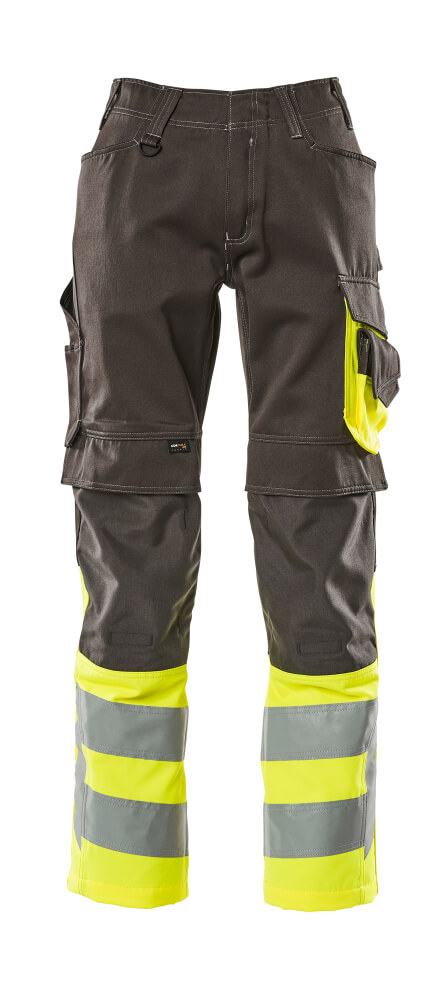 MASCOT® SAFE SUPREME Hose mit Knietaschen »Leeds« Gr. 76/C46, dunkelanthrazit/hi-vis gelb - erhältlich bei ♡ HUG Technik ✓