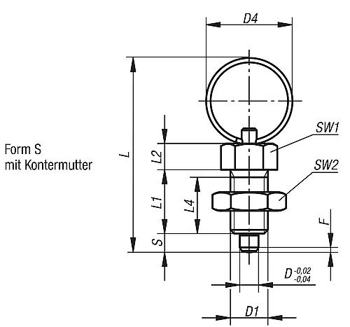 Arretierbolzen Gr.0 M08x1, Form: S Edelstahl, gehärtet, D=4 - K0342.04004 - erhältlich bei ♡ HUG Technik ✓